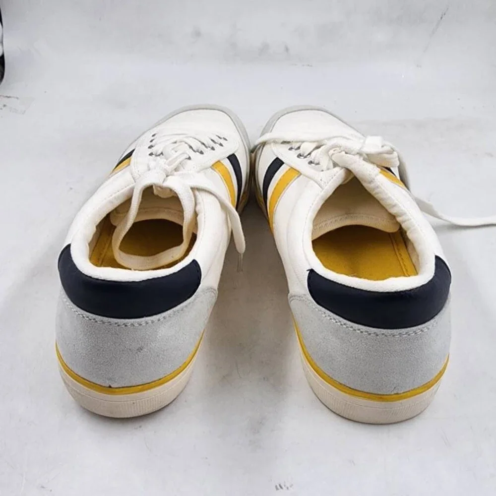 Club Room Noah Stripe Lace-Up Sneakers Men's 7 Yellow Multi Round Toe Slip On